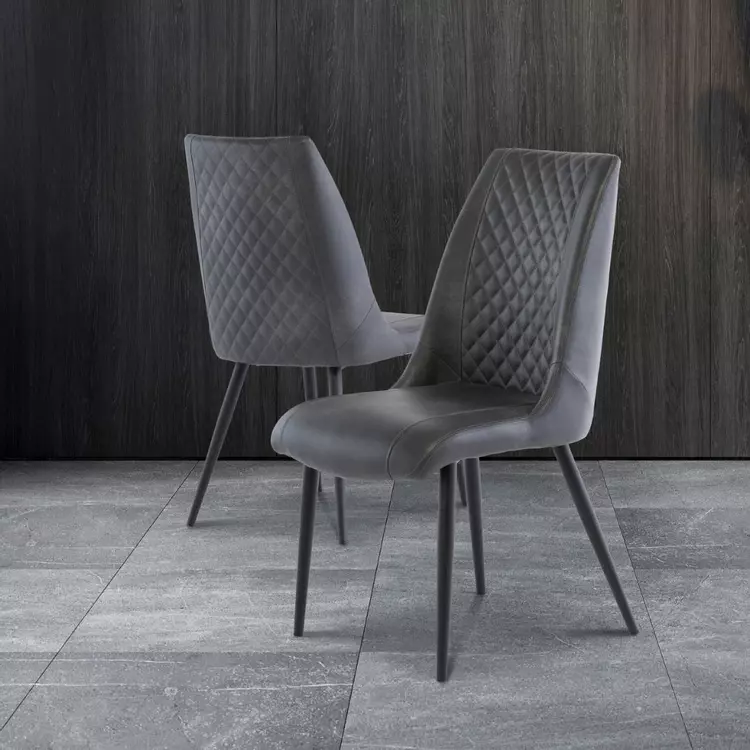 Grey real cheap leather dining chairs